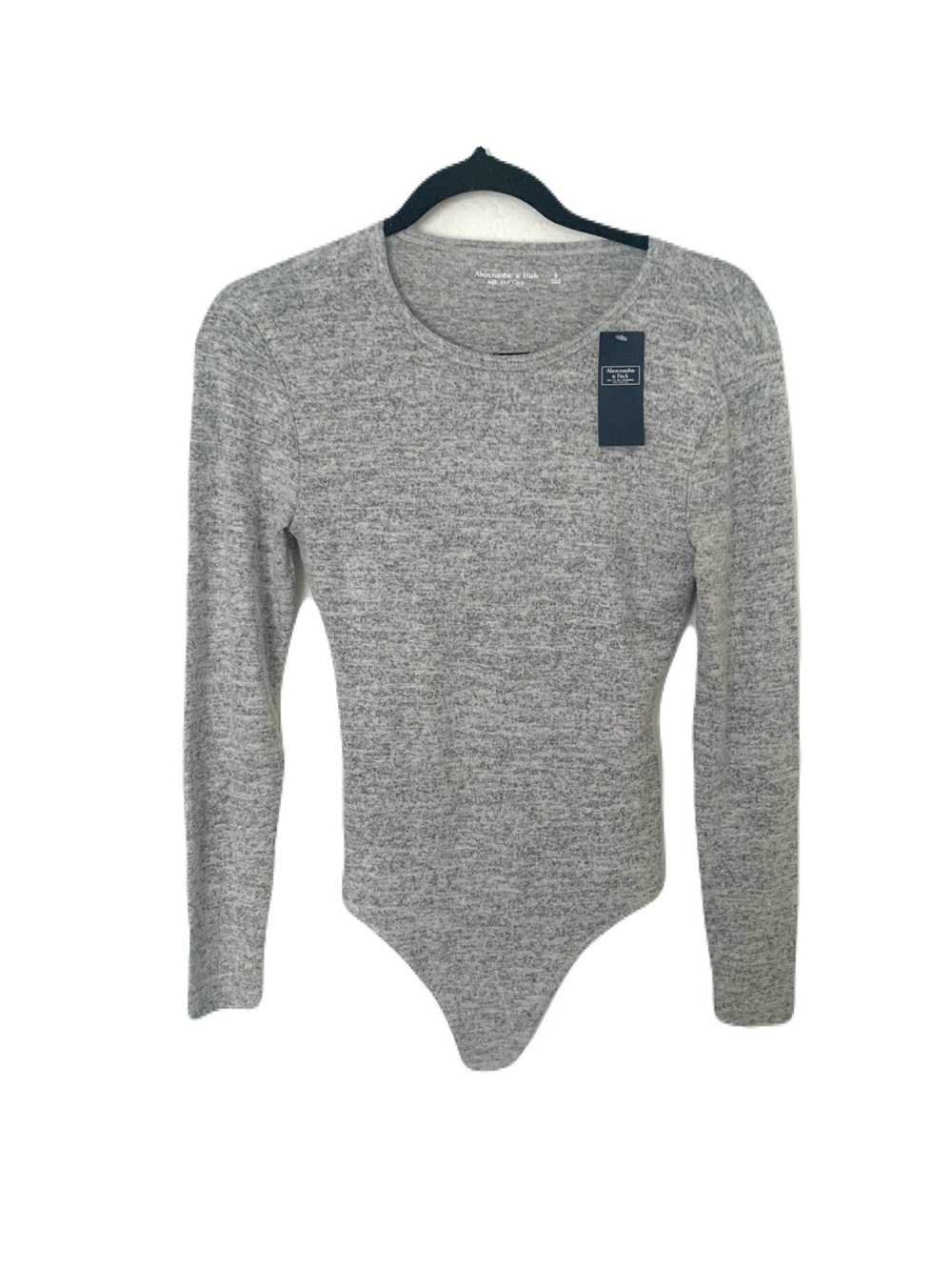 NWT Abercrombie & Fitch Small Heather Gray Super Soft Cozy Crewneck Bodysuit